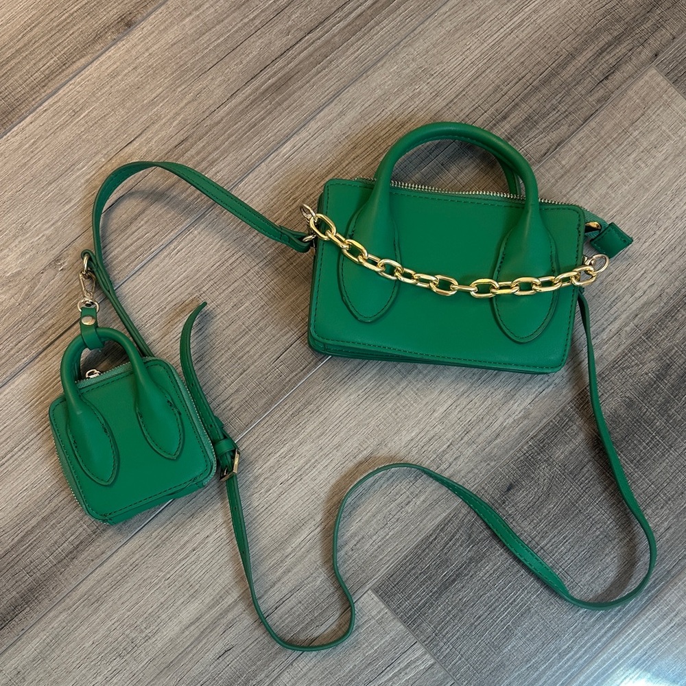 Zara Green Mini Bag Set with Gold Chain